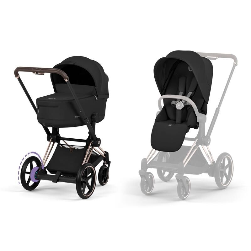 Poussette Duo e-Priam 3 Comfort + Nacelle pliable Rosegold Sepia Black - cybex