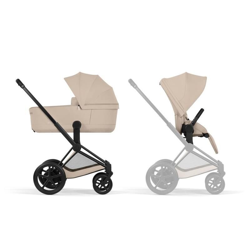Poussette Duo e-Priam 3 Comfort + Nacelle pliable Matt Black Cozy Beige - cybex