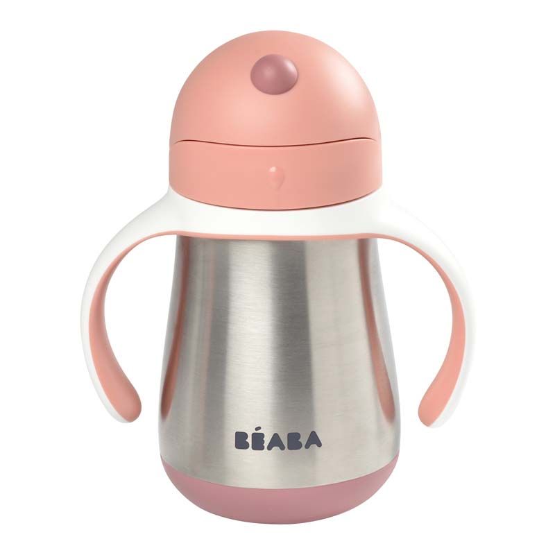 Tasse Paille Inox 250ml Old Pink - beaba