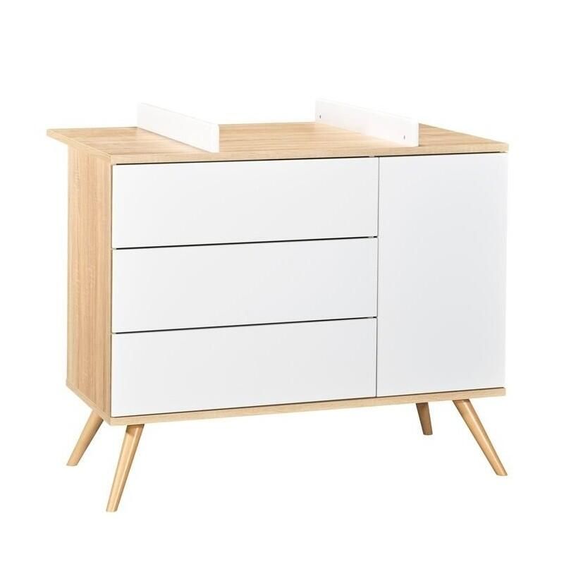 Commode 1 porte 3 tiroirs Seventies Blanc - sauthon