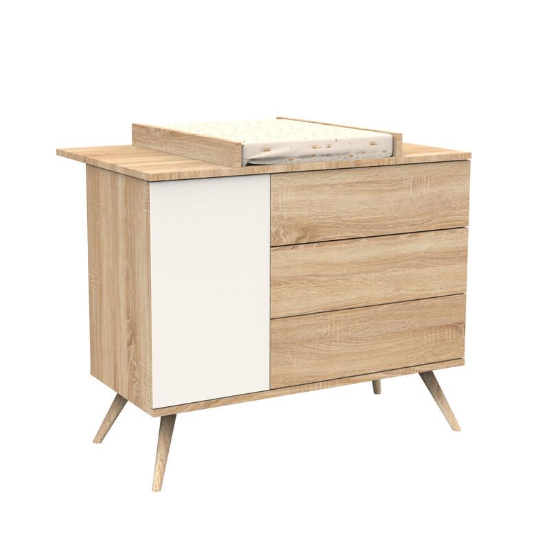 Commode 1 porte 3 tiroirs Seventies Vanille - sauthon