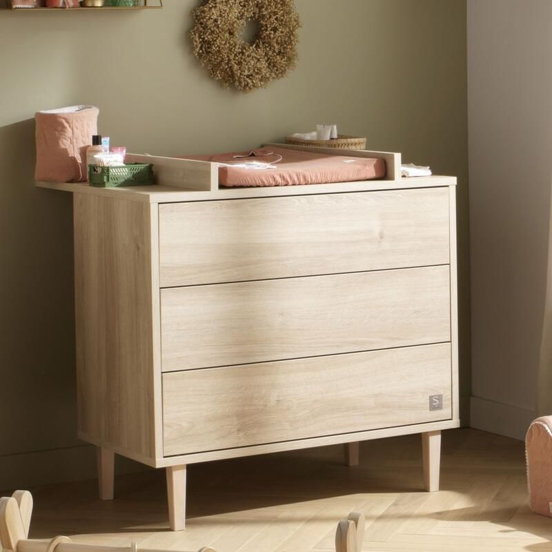 Plan à langer pour commode 3 tiroirs Paloma Bois - sauthon