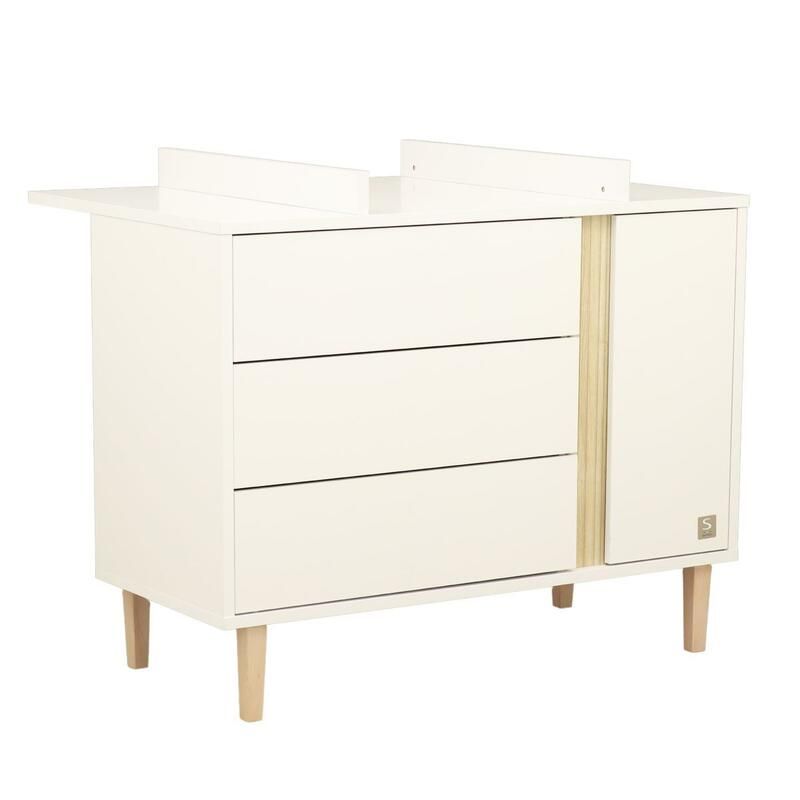 Plan à langer pour commode 3 tiroirs 1 porte Paloma Blanc - sauthon