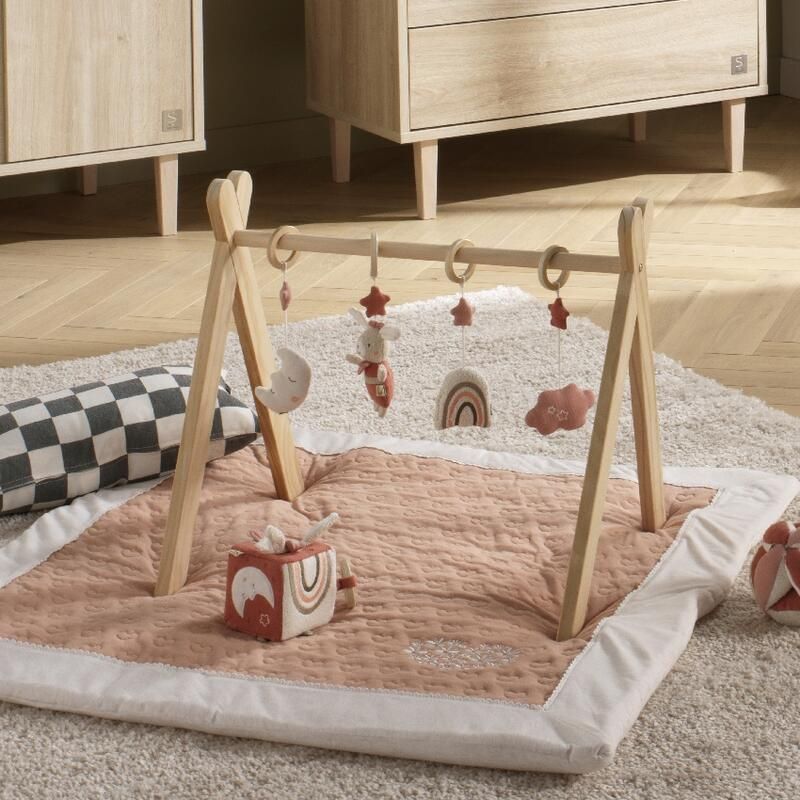 Tapis Deveil Petit Coeur 100x100cm - sauthon baby deco