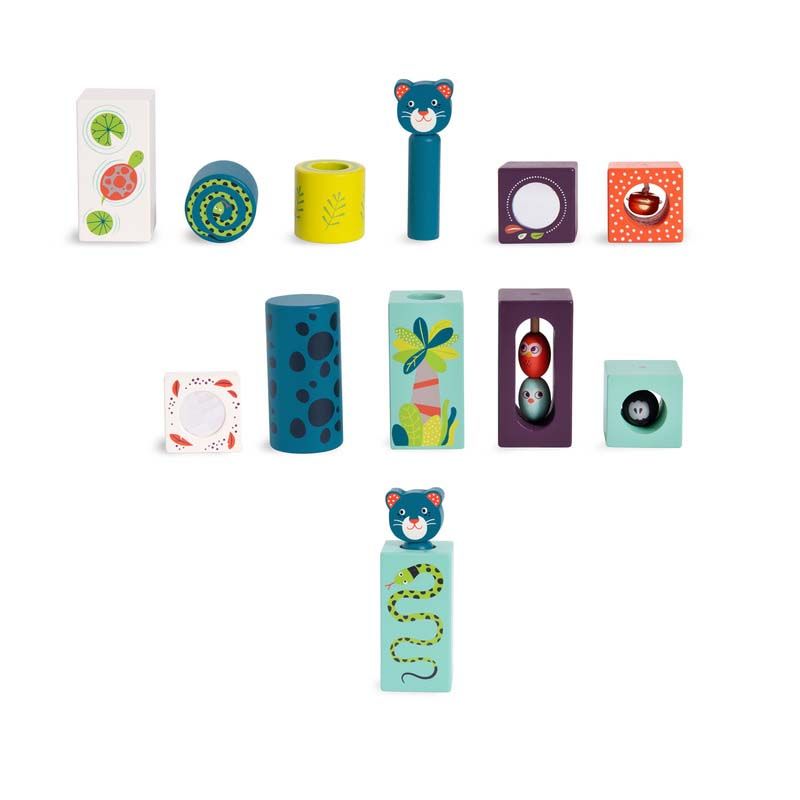Cubes Dactivites Multicolore Moulin Roty Dans La Jungle - moulin roty