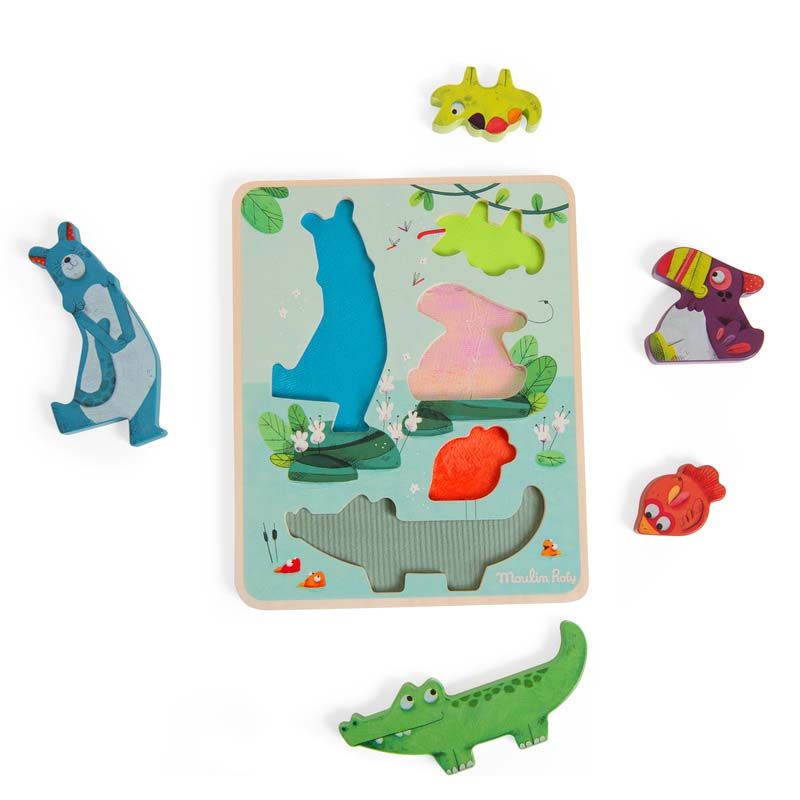 Puzzle Sensoriel Dans La Jungle Multicolore Moulin Roty Dans La Jungle - moulin roty