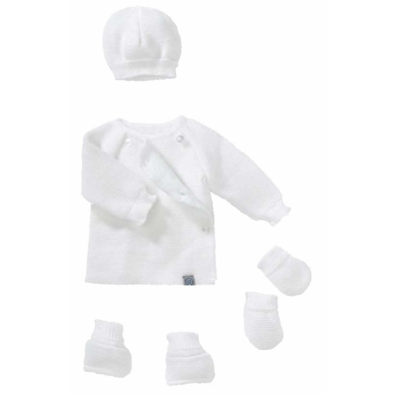 Lot Maternite Maille Blanc Naissance - bebe9 creation