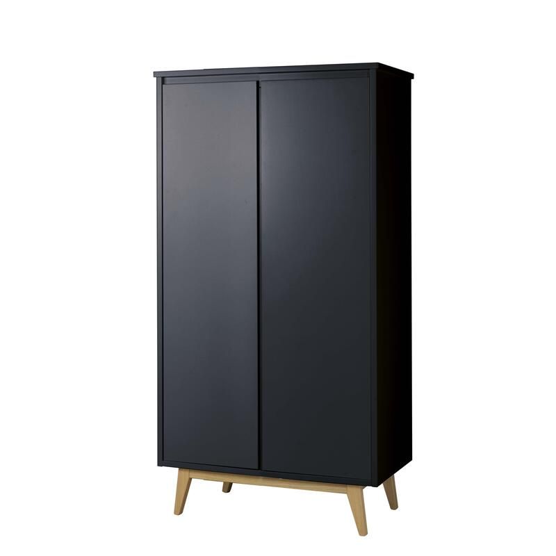 Chambre Trio Pure Noir Lit bébé 70x140cm + Commode + Armoire - pericles