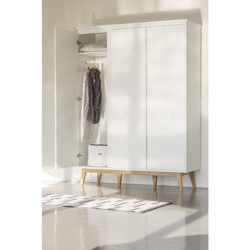 Chambre Trio Pure Blanc Lit bébé 70x140cm + Commode + Armoire - pericles