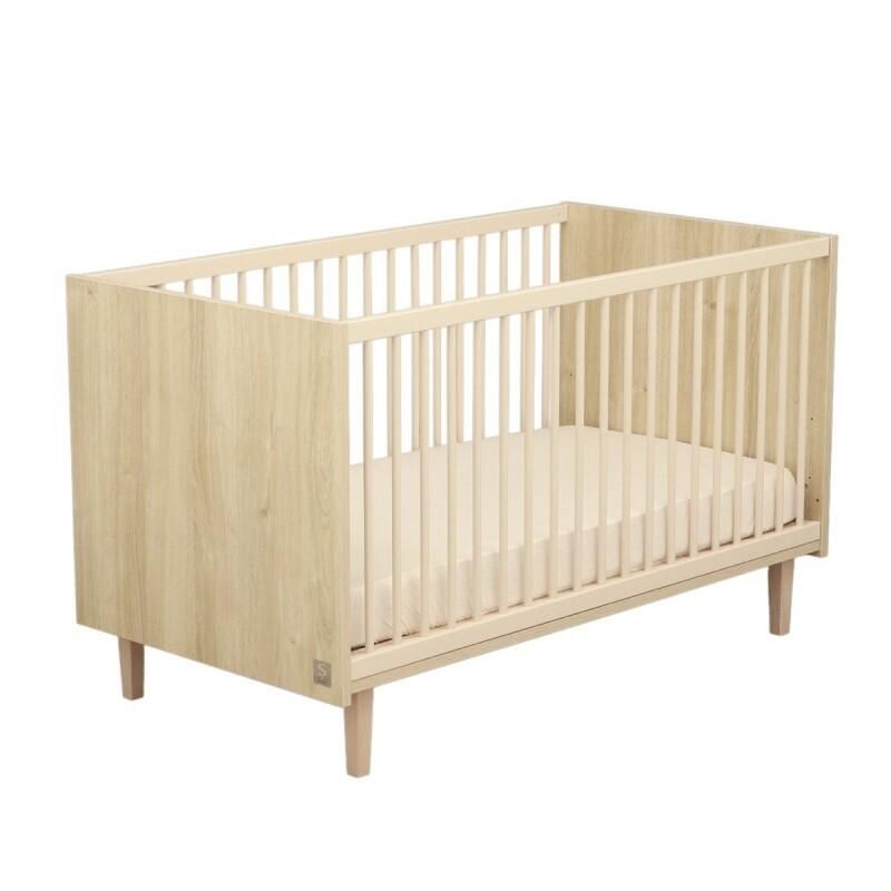 Chambre Duo Paloma Bois Lit bébé évolutif 70x140cm + Commode - sauthon