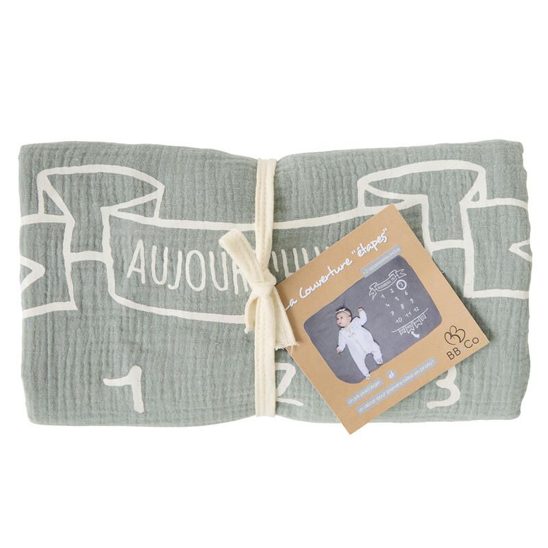 Couverture Etapes Pour Photos Vert De Gris Ecru - bb&co