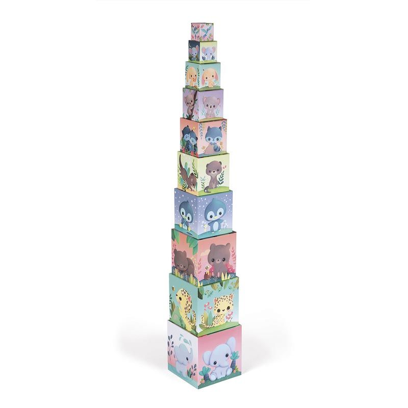 Pyramide Carree Les Animaux Tous Mignons Multicolore - janod