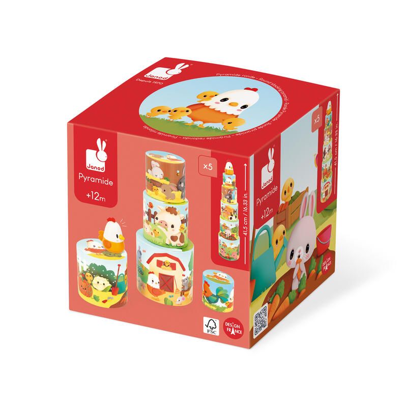 Ma Premiere Pyramide Poule Ferme Multicolore - janod