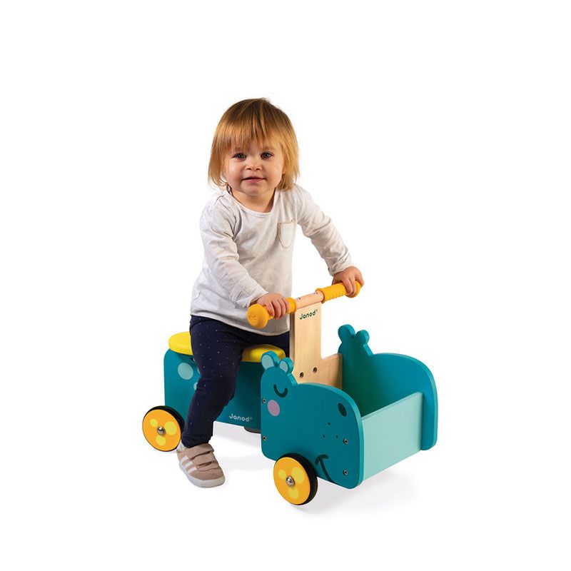 Porteur Hippo Bleu Jaune - janod