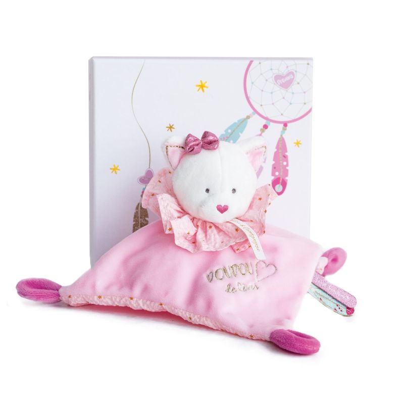 Doudou Attrape-reve Chat Doudou Sensoriel 20cm Rose - doudou et compagnie