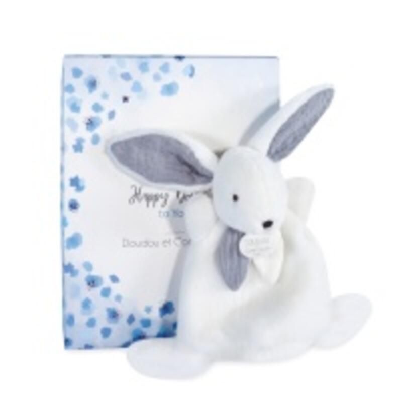 Doudou Happy Glossy Doudou Sensoriel 17cm Blanc - doudou et compagnie