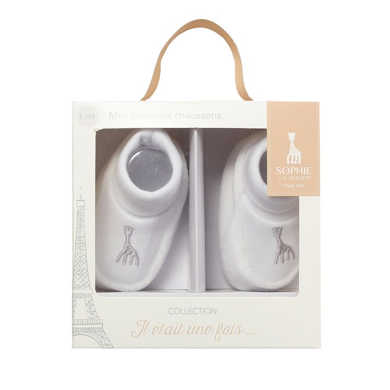 Chaussons Sophie La Girafe Blanc Gris - trois kilos sept