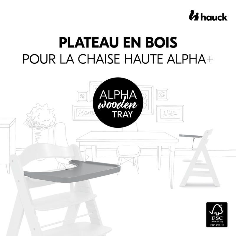 Tablette Alpha Wooden Tray Grey Hauck - hauck