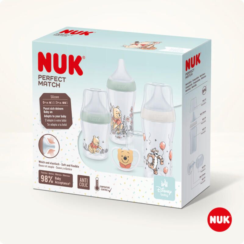 Coffret Pp 1 Bib 150 Ml+x2 Bib 260 Ml+1 Sucette Perfect Match Winnie - nuk