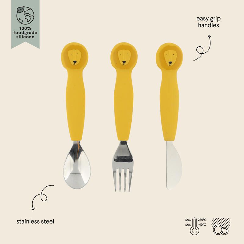 Couverts 3 Pieces En Silicone Jaune Trixie Mr. Lion - trixie