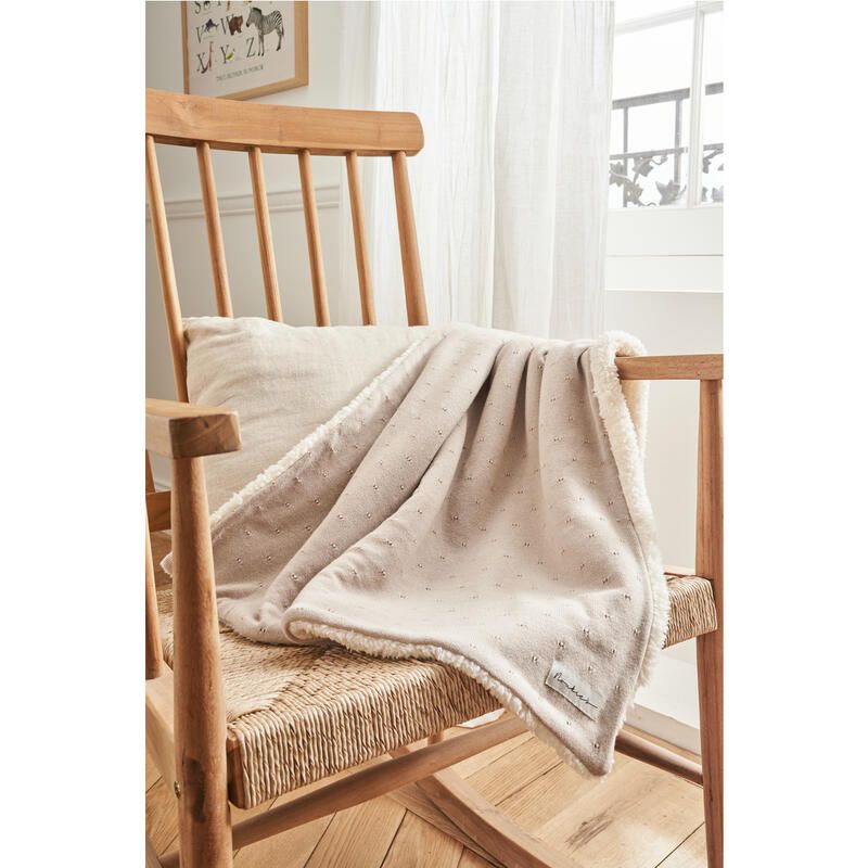 Mm24 Couverture Tricot Tender Beige Avec Sherpa 75x100 Mix Match 75x100 Cm Beige - noukie 's