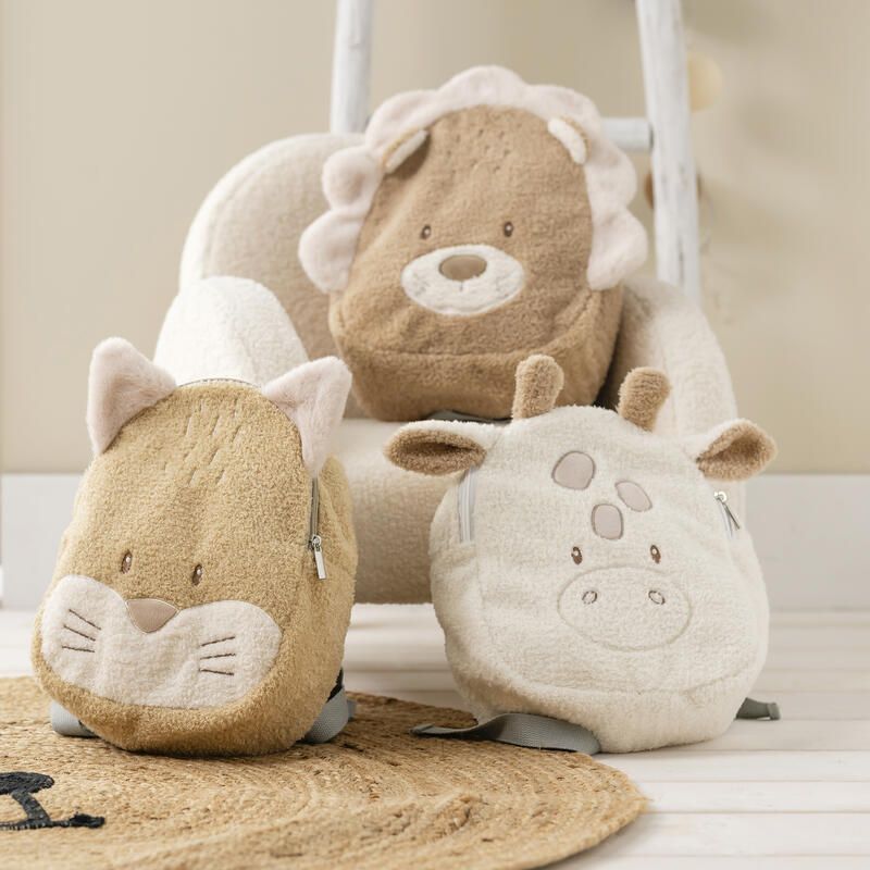 Sac A Dos Lion Teddy Bouclette Beige - nattou