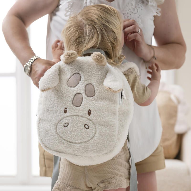 Sac A Dos Girafe Teddy Bouclette Ecru - nattou