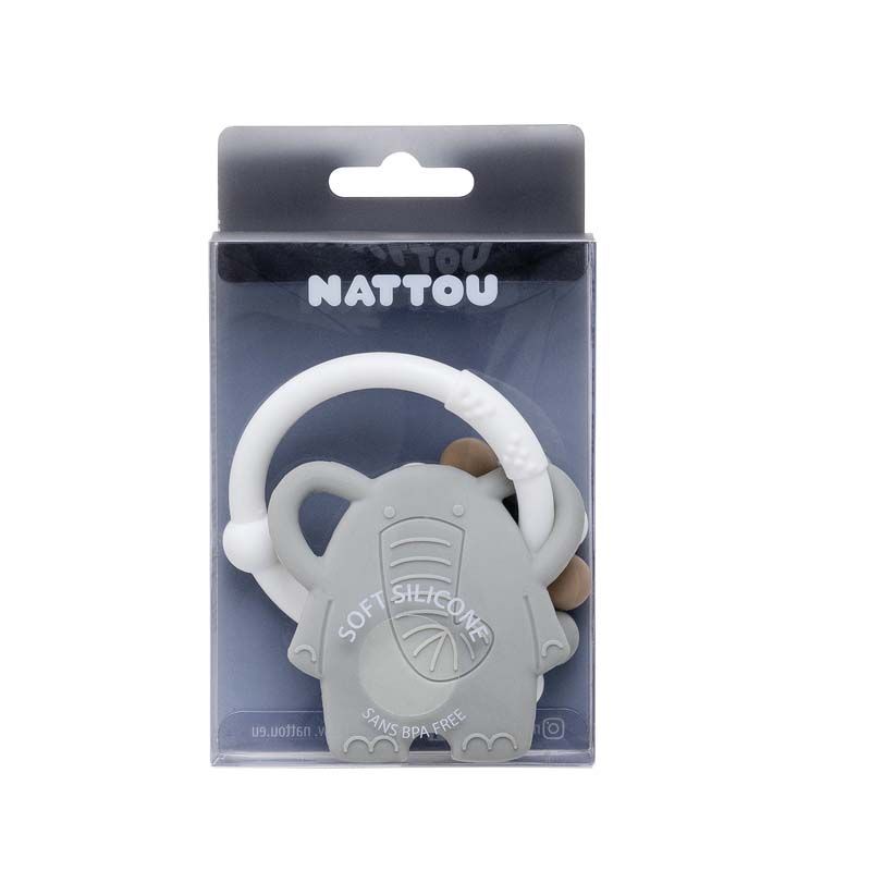 Anneau Dentition Sili Elephant/Perles Gris - nattou