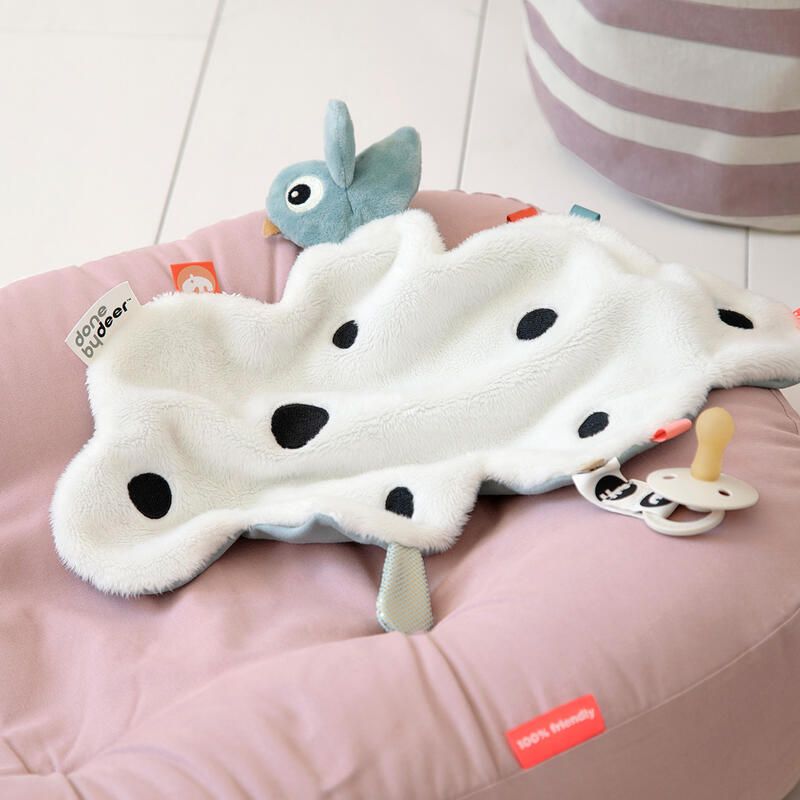 Doudou Plat Attache-sucette Happy Clouds Bleu - done by deer