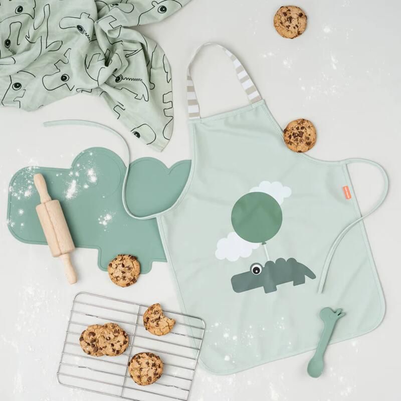 Tablier Impermeable Pour Enfants Happy Clouds Vert - done by deer