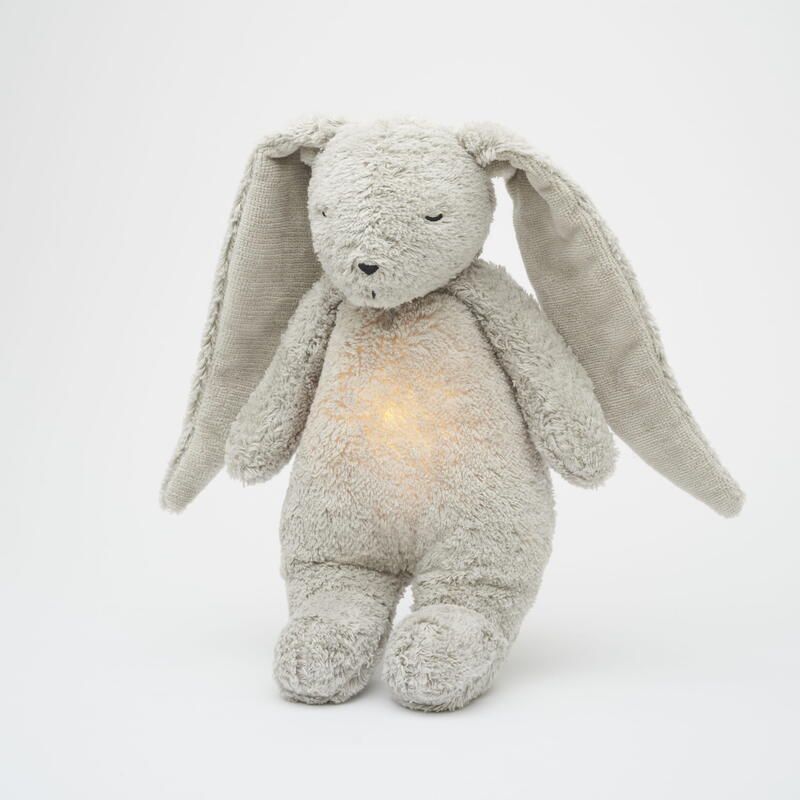 Veilleuse Lapin Nature Bio Avec Sons Lumieres Gris - moonie