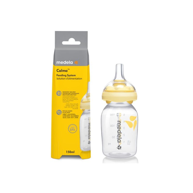 Biberon Calma Pour Lait Maternel 150ml Transparent Et Jaune - medela