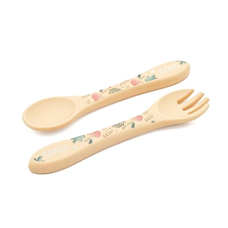 Couverts en silicone Gnawy le paresseux Beige - sassi