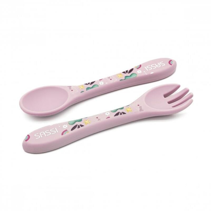 Couverts en silicone Sparkly la licorne Violet - sassi