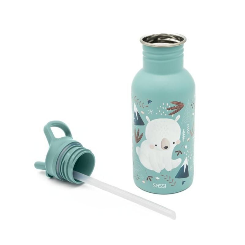 Gourde en inox Munchy l'ours 500 ml Bleu ciel - sassi