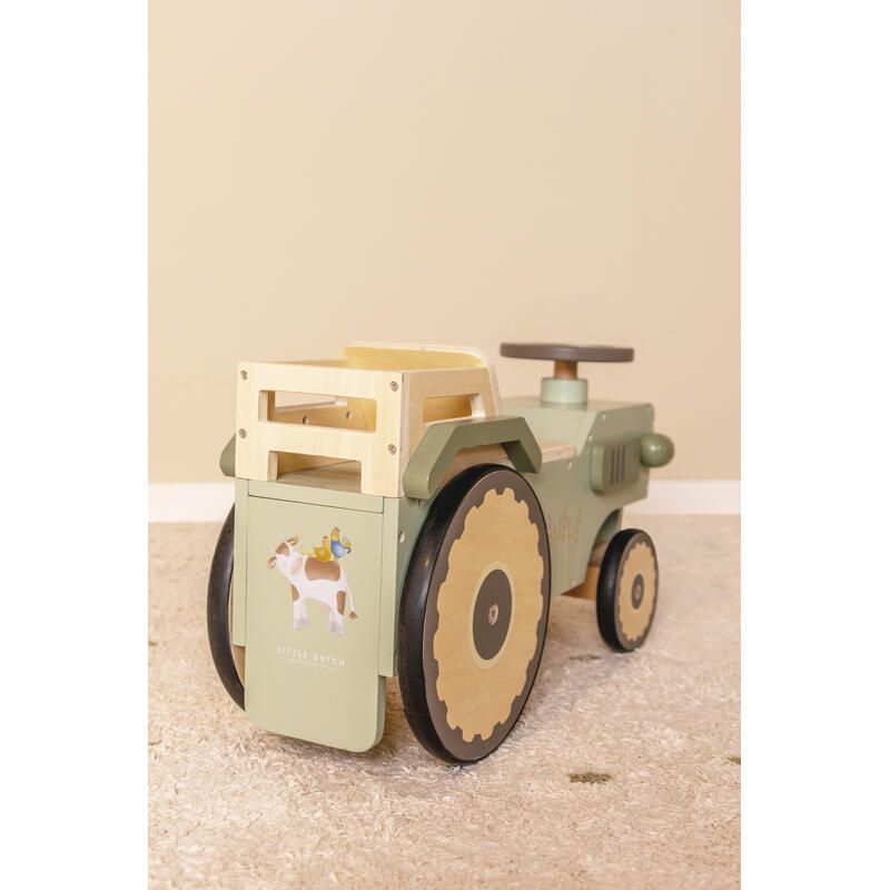 Tracteur A 4 Roues En Bois Fsc Little Farm Vert - little dutch