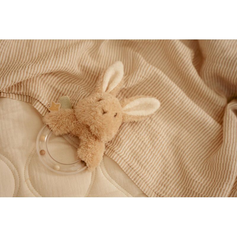 Anneau Hochet Lapin Baby Bunny 0m+ Blanc Beige - little dutch