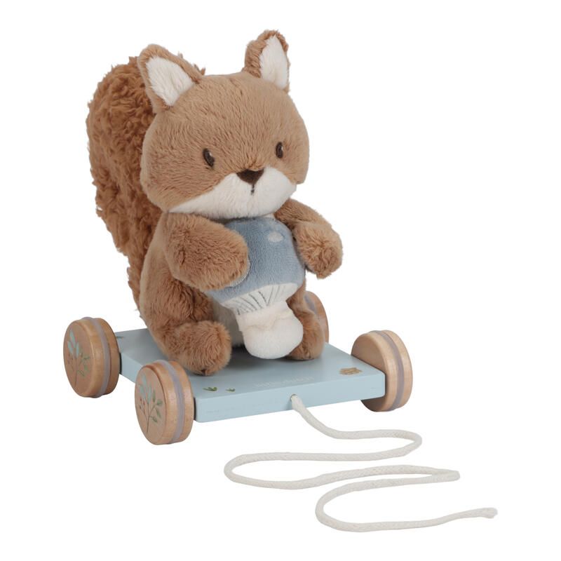 Peluche A Tirer Ecureuil Fsc Forest Friends Rose Marron Beige Bois - little dutch