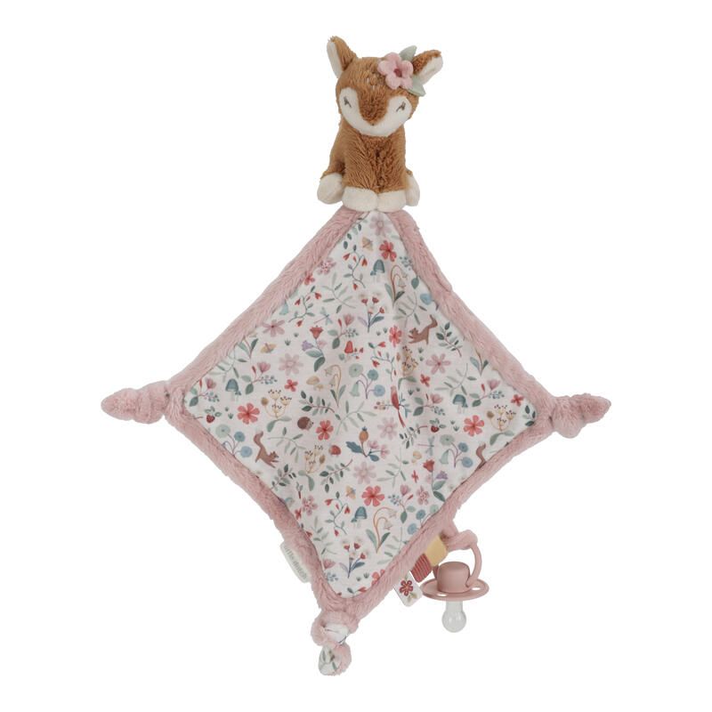 Doudou Carre Faon Fairy Garden Rose Marron Vert Multicolore - little dutch