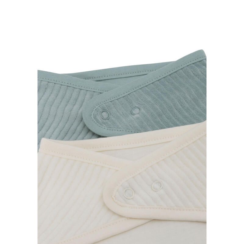 Bavoir Bandana X2 Velvet Rib Sea Green/Ivory - jollein