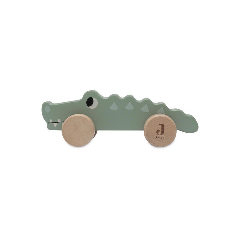 Jouet En Bois A Roulettes Jungle Jambo Crocodile Sea Green - jollein