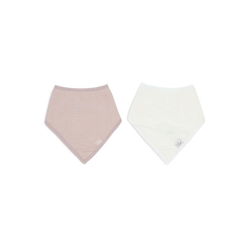 Bavoir Bandana Gaze De Coton X2 Basics Wild Rose Oatmeal - jollein
