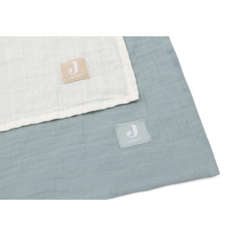 Lange Gaze De Coton Large X2 Basics 115x115cm Sea Green Ivory - jollein