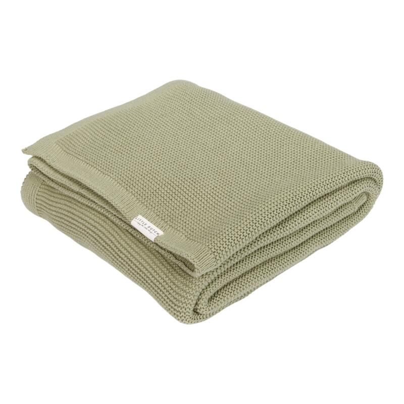 Couverture Lit Bebe Tricotee Pure Olive 110x140cm Vert - little dutch
