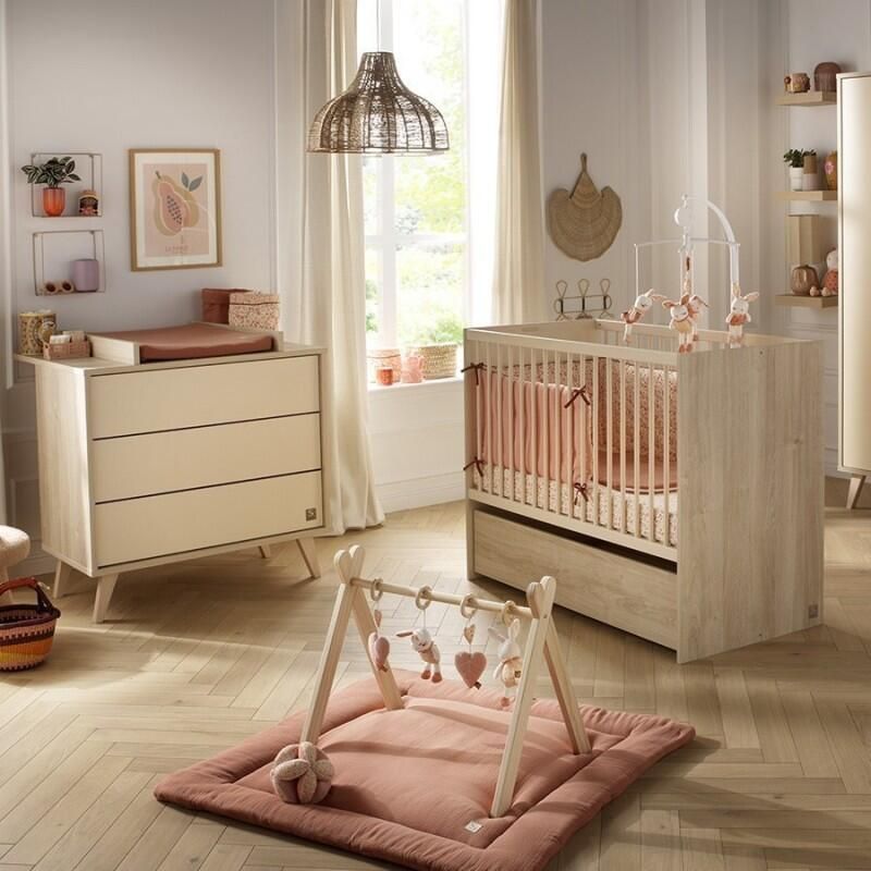 Chambre Duo Mélinée Lit bébé évolutif 60x120cm/90-190cm + Commode - sauthon