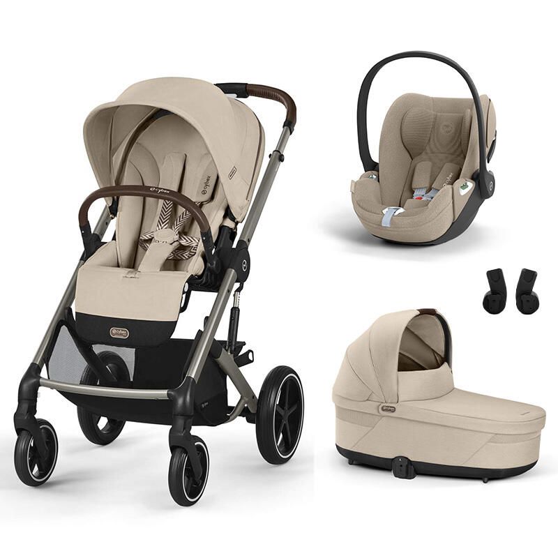 Poussette Trio Balios S Lux + Siège auto Cloud T Plus + Nacelle Cot S Lux Almond Beige - cybex