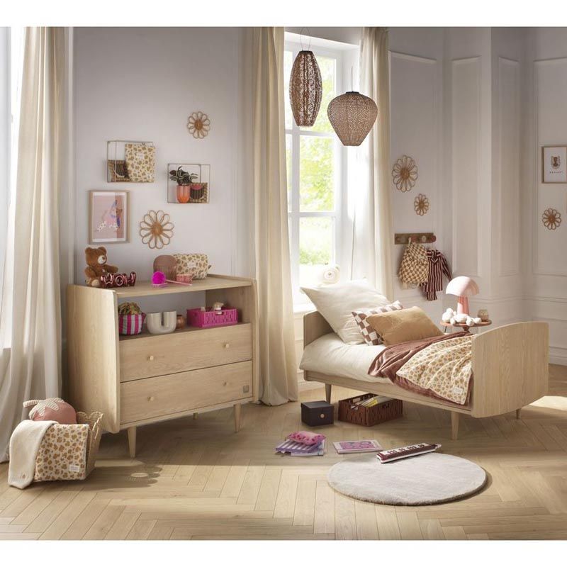 Chambre Duo My Love Lit bébé évolutif 70x140cm + Commode 1 niche 2 tiroirs - sauthon