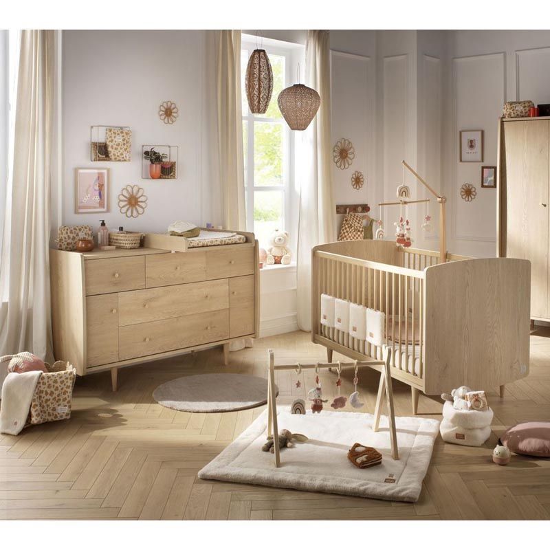 Chambre Duo My Love Lit bébé évolutif 70x140cm + Commode 5 tiroirs 2 portes - sauthon