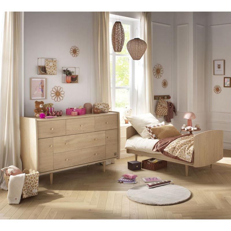 Chambre Duo My Love Lit bébé évolutif 70x140cm + Commode 5 tiroirs 2 portes - sauthon