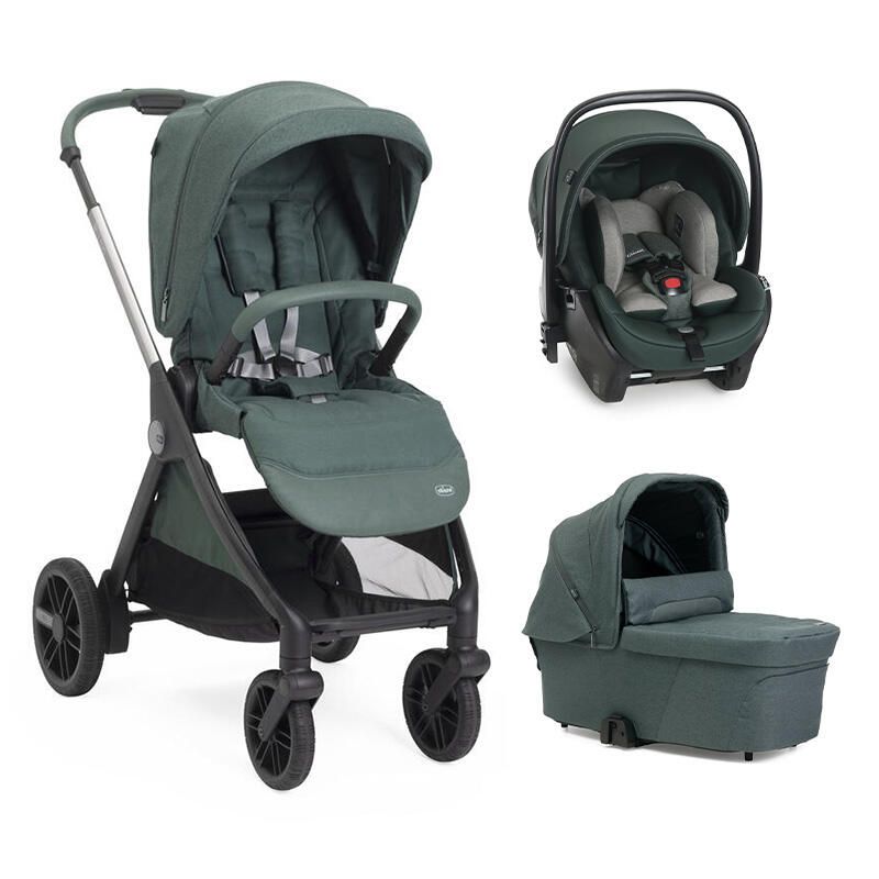 Poussette Trio Bellagio 2 + Siège auto First Seat Recline + Nacelle Flexi Fir Tree - chicco